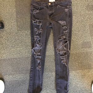 Current Elliot Distressed Dark grey jeans